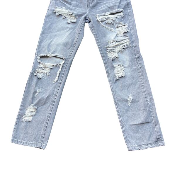 One x One Teaspoon Jeans Sz 27 Gray Distressed Awesome Baggies Tapered Mid Rise - Picture 3 of 14